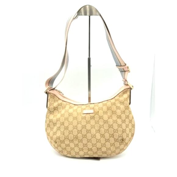 Gucci Other - Gucci  Monogram Web Medium Half Moon Hobo Blue Pink Accents*Canvas and Leather